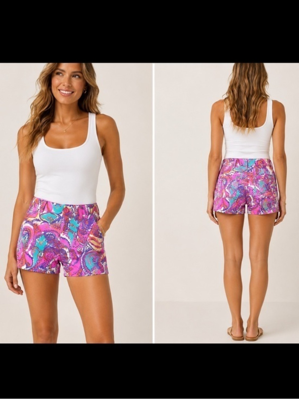 Lilly Pulitzer Callahan Shorts Size 00 Pink Paisley Multicolor Cotton